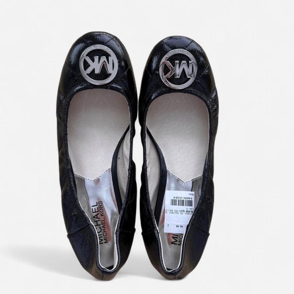 MK Shiny Black with Silver Hardware Flat Ballet Shoes Size 7